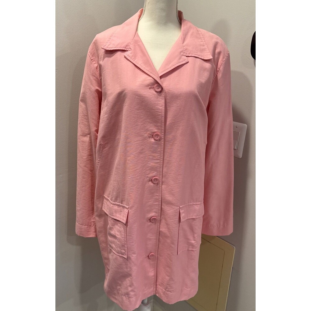 Womens J.H. Collectibles Pink Lightweight Longer Jacket Size XL button